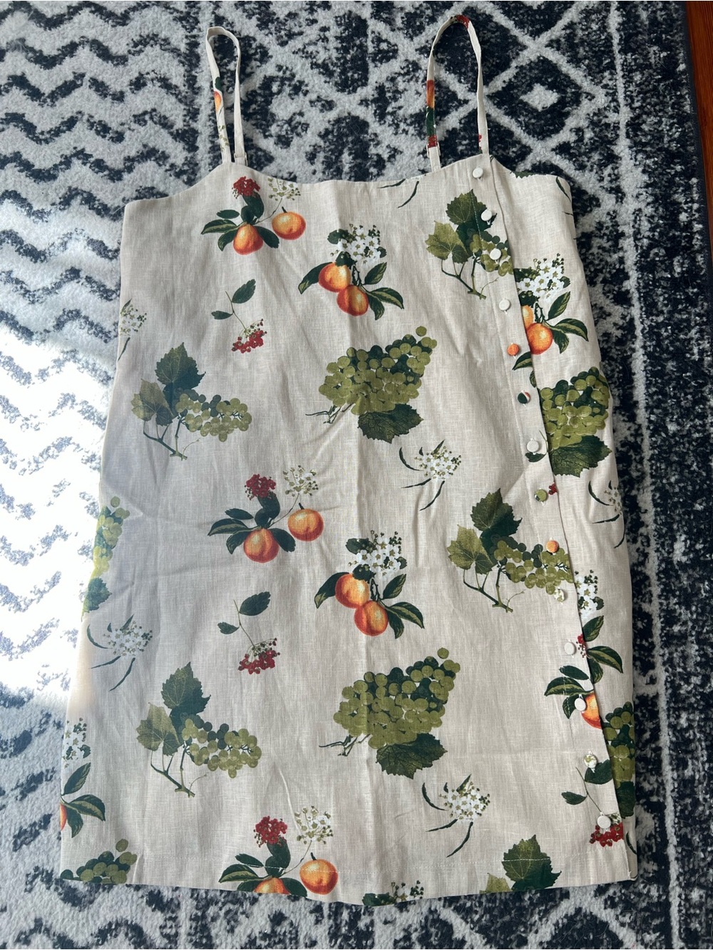 Abercrombie & Fitch Cream Linen Blend Skort Dress with Fruit Print